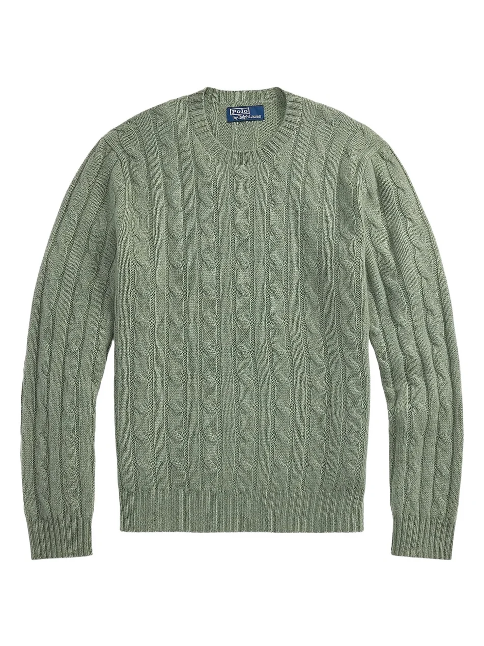 Men's Cable-Knit Cashmere Crewneck Sweater Men's Cable-Knit Cashmere Crewneck Sweater