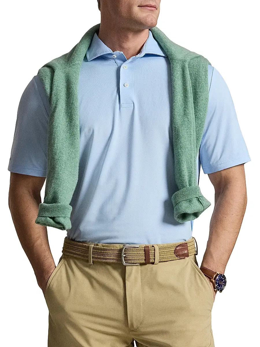 Polo Ralph Lauren Men's Lightweight Airflow Jersey Short-Sleeve Polo Shirt | Thumbnail 4