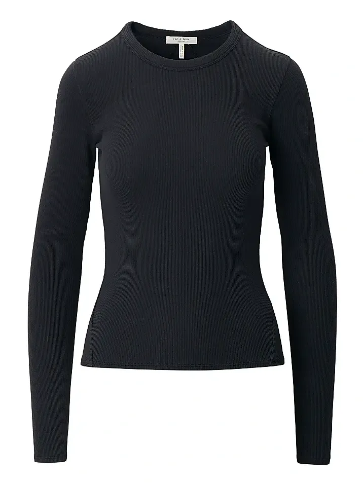 Women's The Essential Rib-Knit Long-Sleeve Crewneck T-Shirt Women's The Essential Rib-Knit Long-Sleeve Crewneck T-Shirt