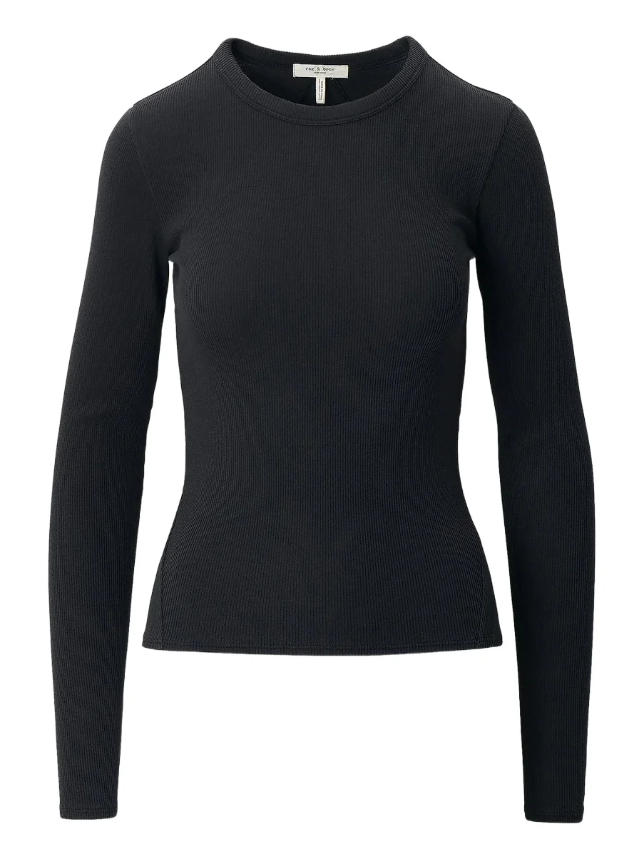 Women's The Essential Rib-Knit Long-Sleeve Crewneck T-Shirt Women's The Essential Rib-Knit Long-Sleeve Crewneck T-Shirt
