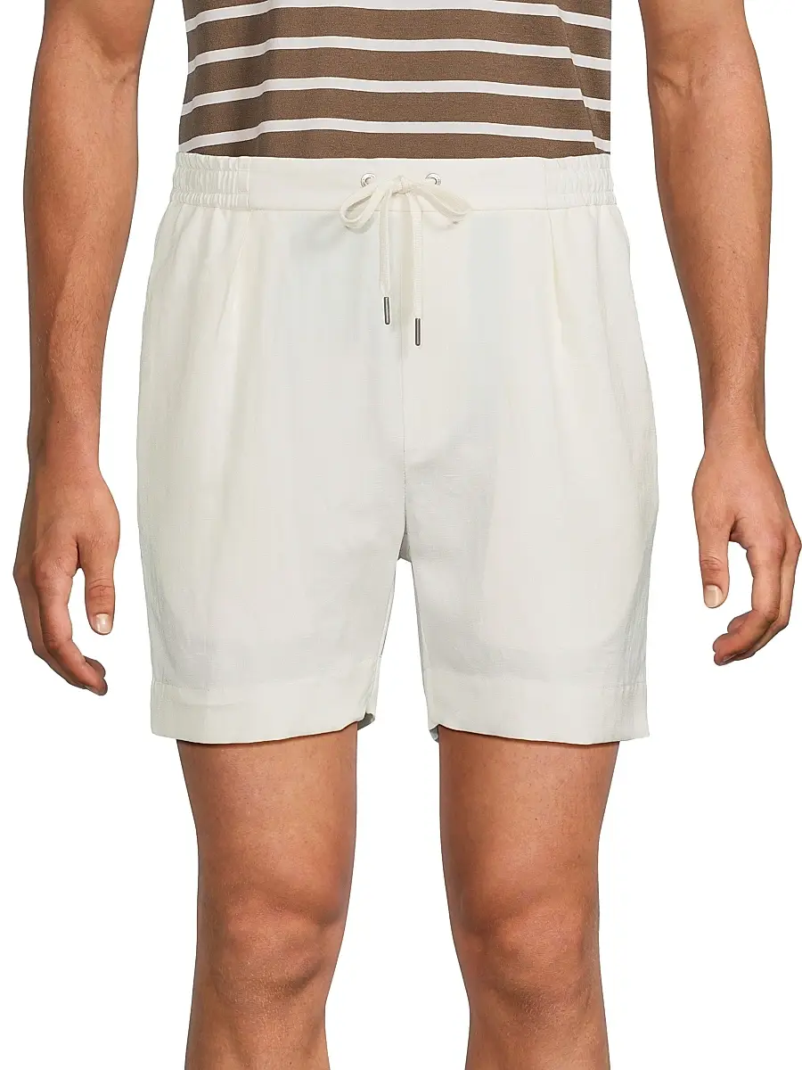 Ralph Lauren Purple Label Men's Silk-Linen Drawstring Shorts | Thumbnail 3 Ralph Lauren Purple Label Men's Silk-Linen Drawstring Shorts | Thumbnail 3