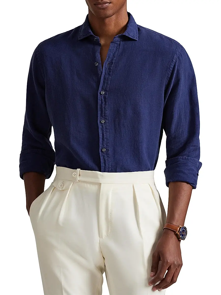 Polo Ralph Lauren Men's Slub Linen Button-Front Shirt | Thumbnail 3 Polo Ralph Lauren Men's Slub Linen Button-Front Shirt | Thumbnail 3