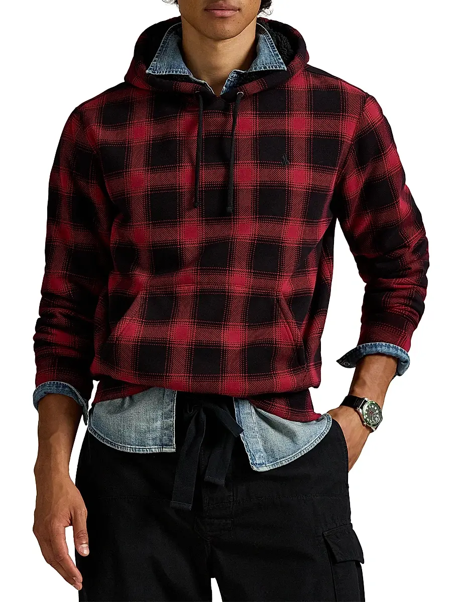 Polo Ralph Lauren Men's Magic Cotton Fleece Plaid Hoodie | Thumbnail 3 Polo Ralph Lauren Men's Magic Cotton Fleece Plaid Hoodie | Thumbnail 3
