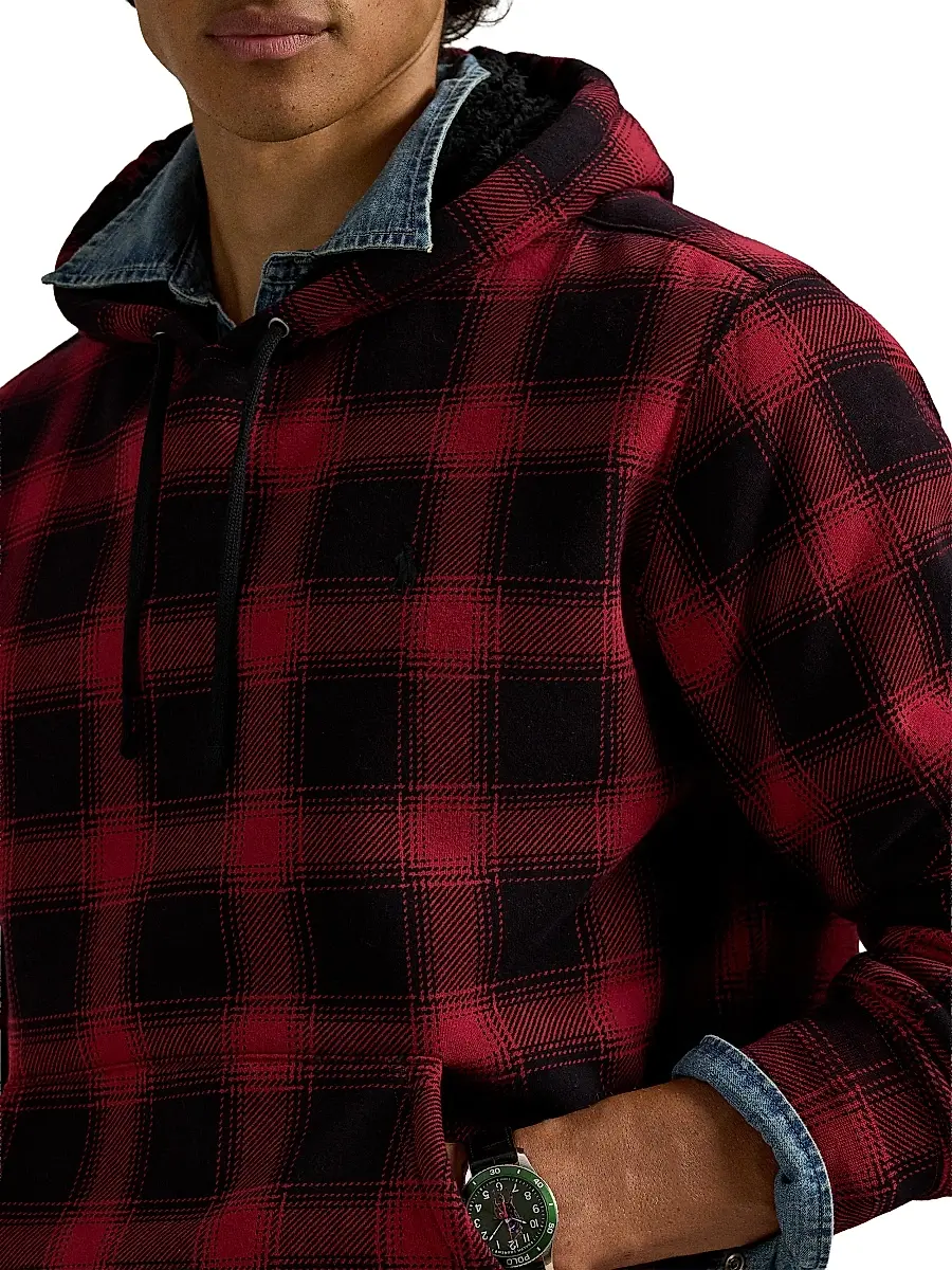 Polo Ralph Lauren Men's Magic Cotton Fleece Plaid Hoodie | Thumbnail 5 Polo Ralph Lauren Men's Magic Cotton Fleece Plaid Hoodie | Thumbnail 5