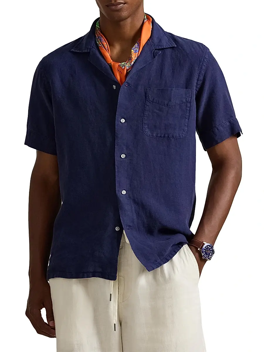 Polo Ralph Lauren Men's Slubby Linen Button-Front Shirt | Thumbnail 3 Polo Ralph Lauren Men's Slubby Linen Button-Front Shirt | Thumbnail 3