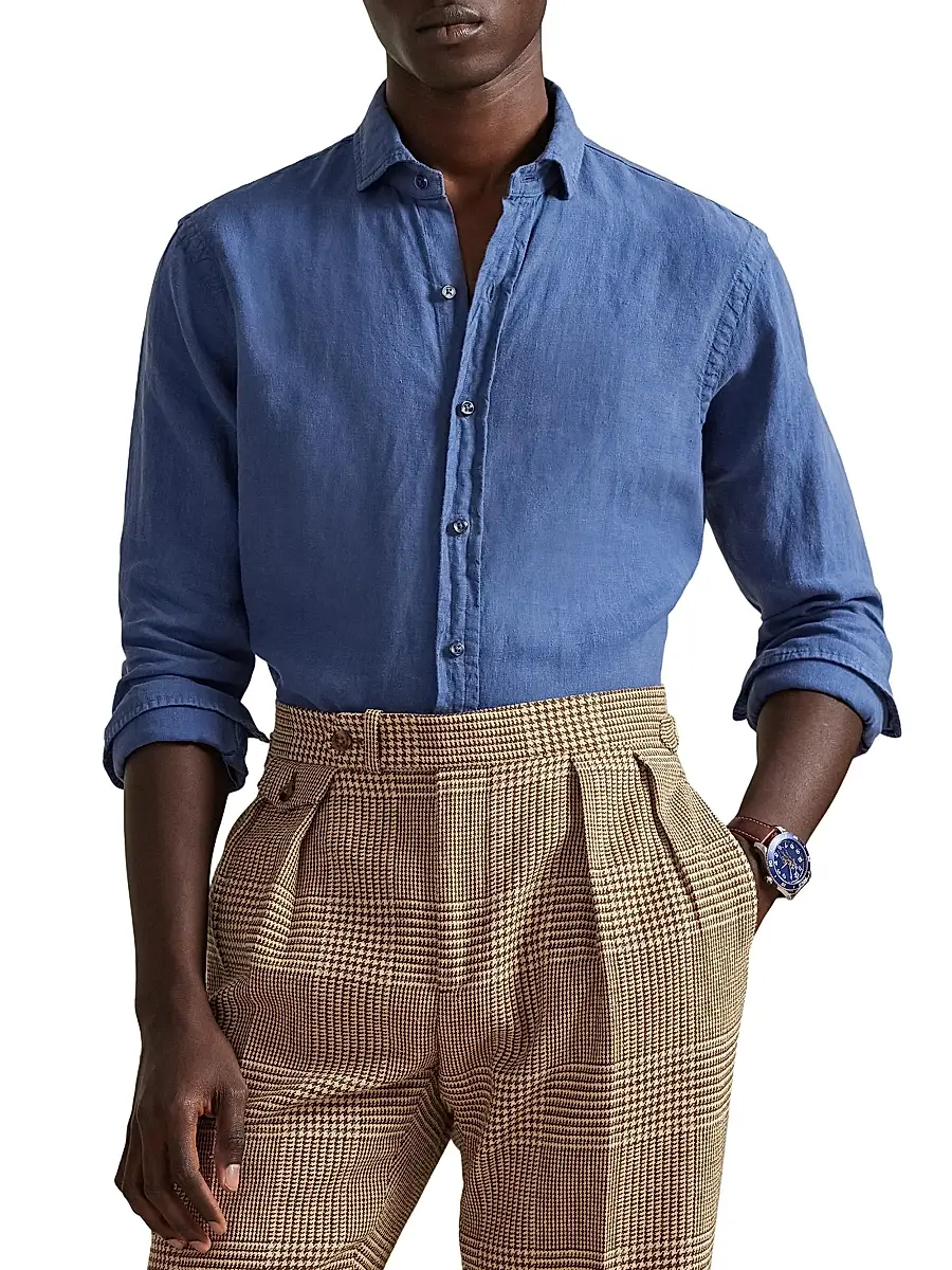 Polo Ralph Lauren Men's Slub Linen Button-Front Shirt | Thumbnail 3 Polo Ralph Lauren Men's Slub Linen Button-Front Shirt | Thumbnail 3