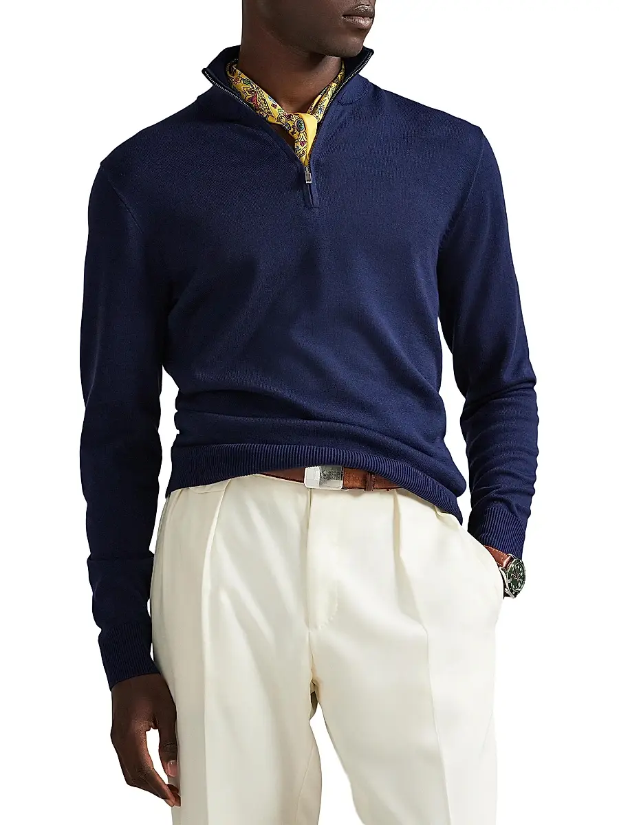 Polo Ralph Lauren Men's Cotton Quarter-Zip Sweater | Thumbnail 3 Polo Ralph Lauren Men's Cotton Quarter-Zip Sweater | Thumbnail 3