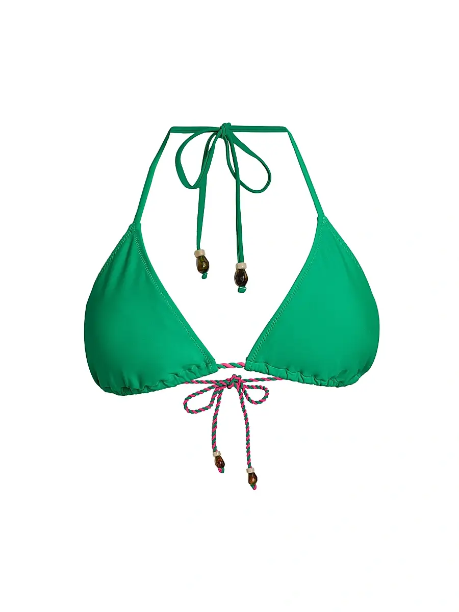 Milly Women's Halterneck Bikini Top - Green Multi - Size Large | Image 1 Milly Women's Halterneck Bikini Top - Green Multi - Size Large | Image 1