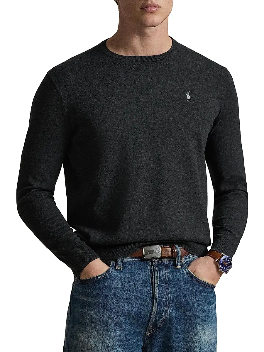 Polo Ralph Lauren Men's Embroidered Logo Cotton Crewneck Sweater | Thumbnail 3 Polo Ralph Lauren Men's Embroidered Logo Cotton Crewneck Sweater | Thumbnail 3