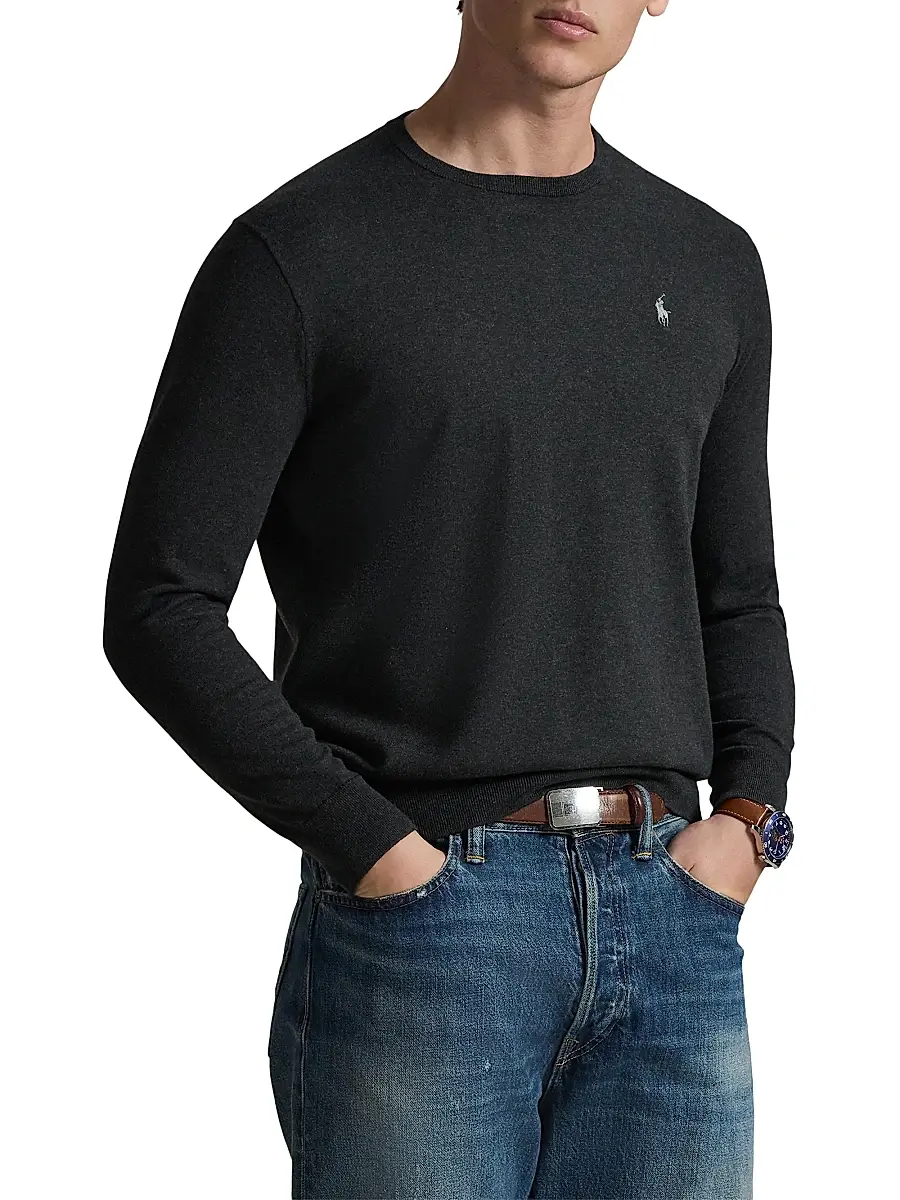 Polo Ralph Lauren Men's Embroidered Logo Cotton Crewneck Sweater | Thumbnail 4 Polo Ralph Lauren Men's Embroidered Logo Cotton Crewneck Sweater | Thumbnail 4