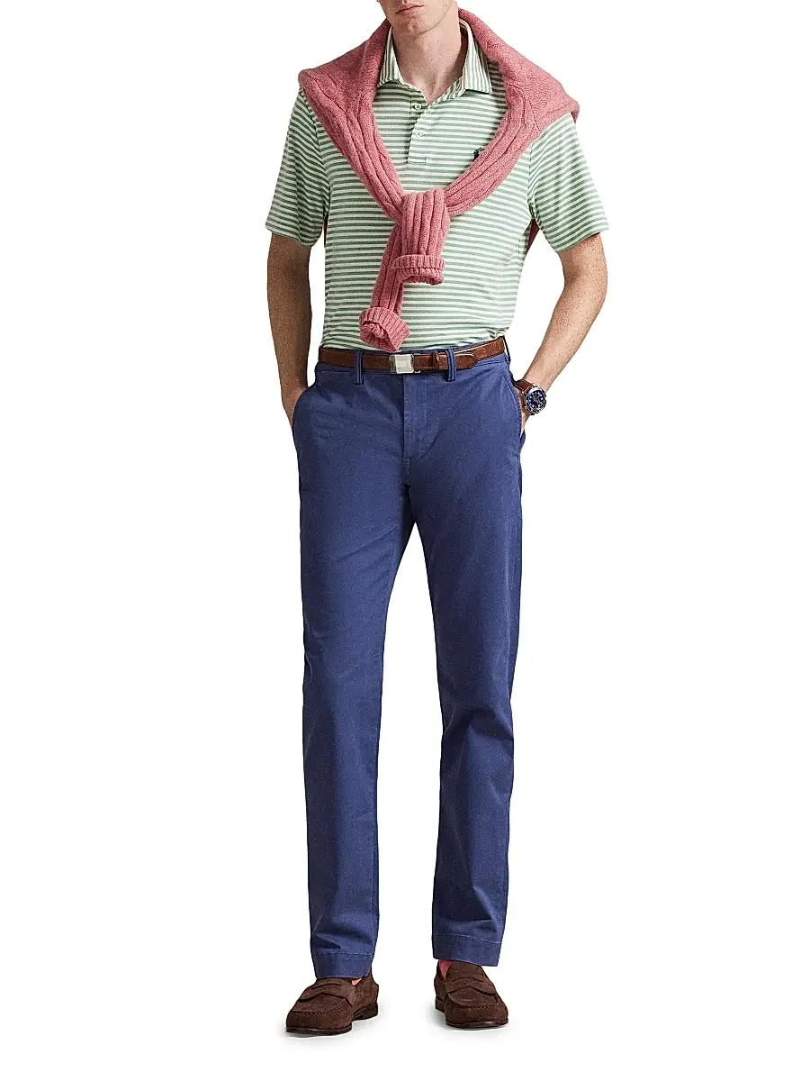 Polo Ralph Lauren Men's Striped Cotton Logo Polo Shirt | Thumbnail 2 Polo Ralph Lauren Men's Striped Cotton Logo Polo Shirt | Thumbnail 2