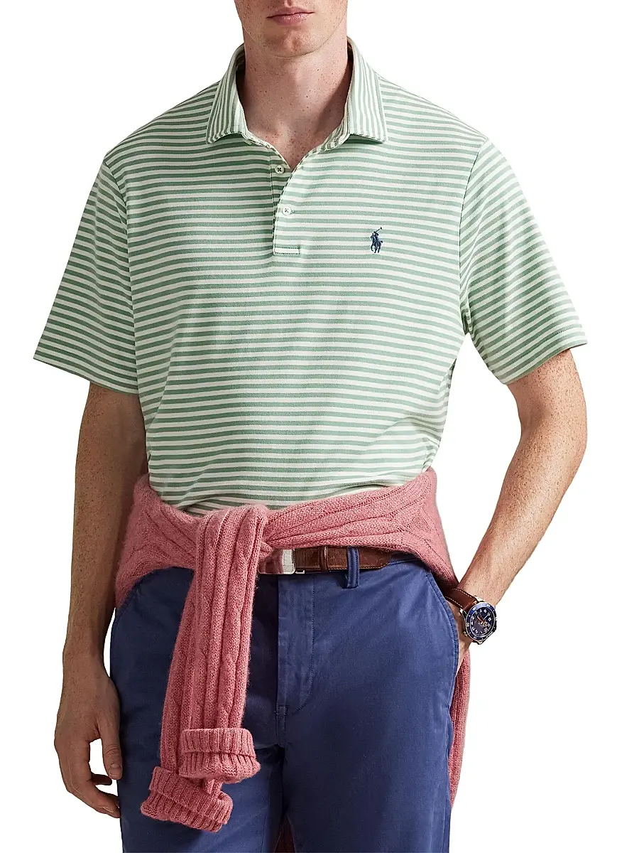 Polo Ralph Lauren Men's Striped Cotton Logo Polo Shirt | Thumbnail 3 Polo Ralph Lauren Men's Striped Cotton Logo Polo Shirt | Thumbnail 3