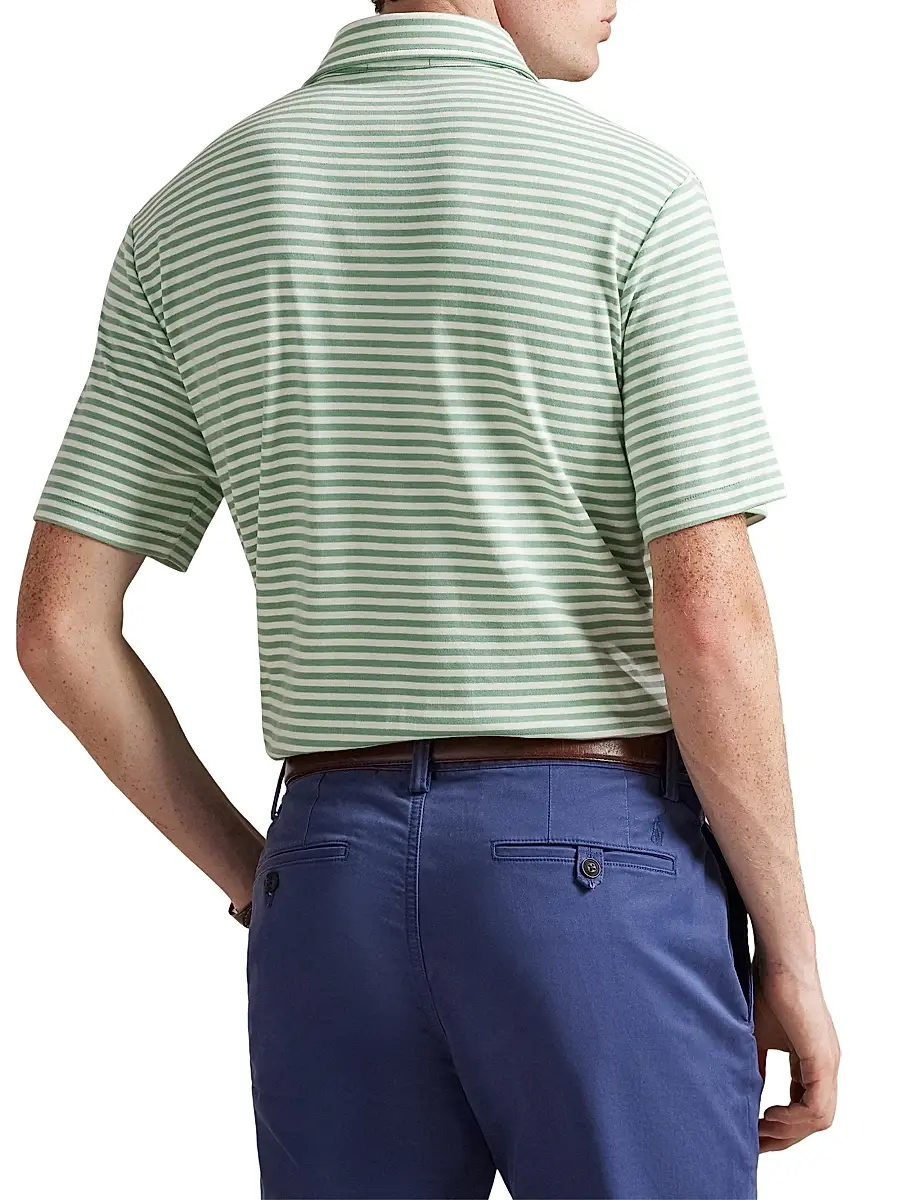 Polo Ralph Lauren Men's Striped Cotton Logo Polo Shirt | Thumbnail 4 Polo Ralph Lauren Men's Striped Cotton Logo Polo Shirt | Thumbnail 4