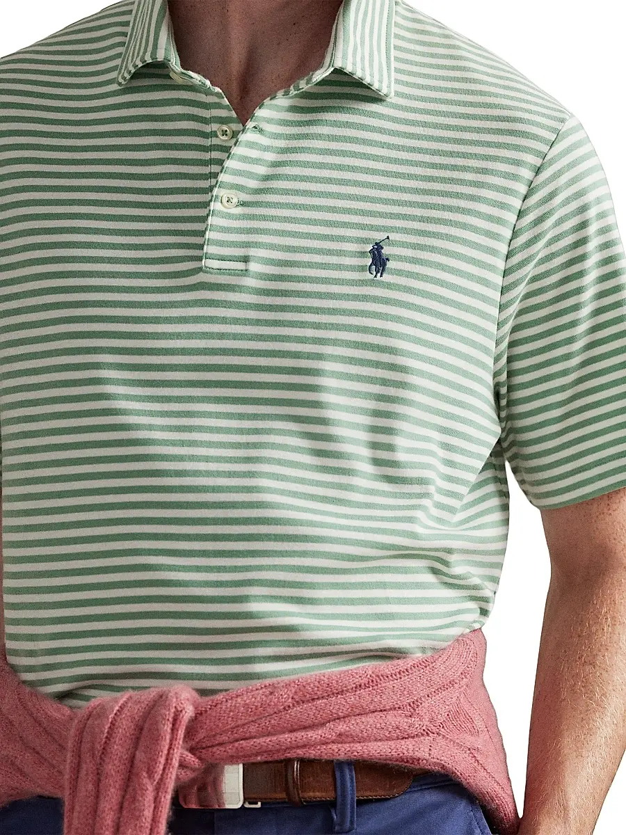 Polo Ralph Lauren Men's Striped Cotton Logo Polo Shirt | Thumbnail 5 Polo Ralph Lauren Men's Striped Cotton Logo Polo Shirt | Thumbnail 5
