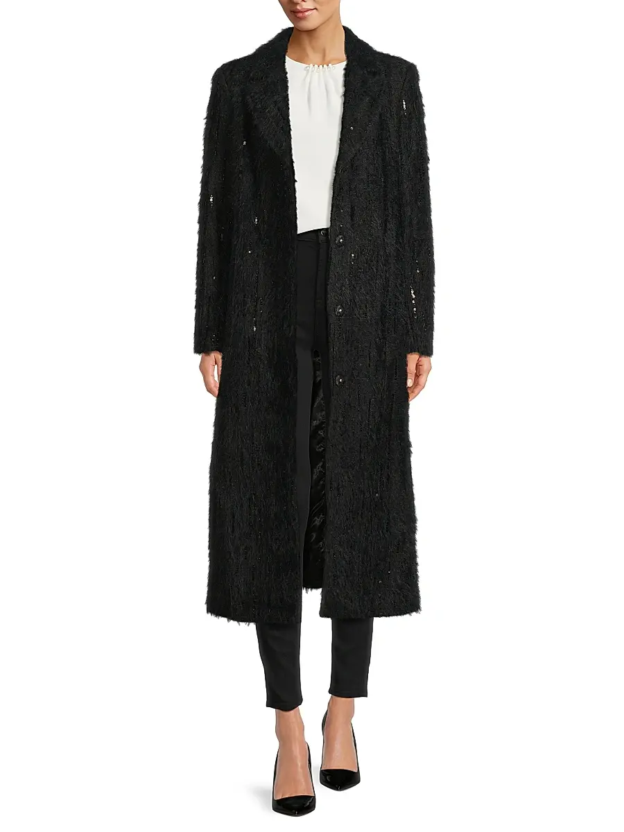 Milly Women's Rhinestone-Embellished Long Coat | Thumbnail 2