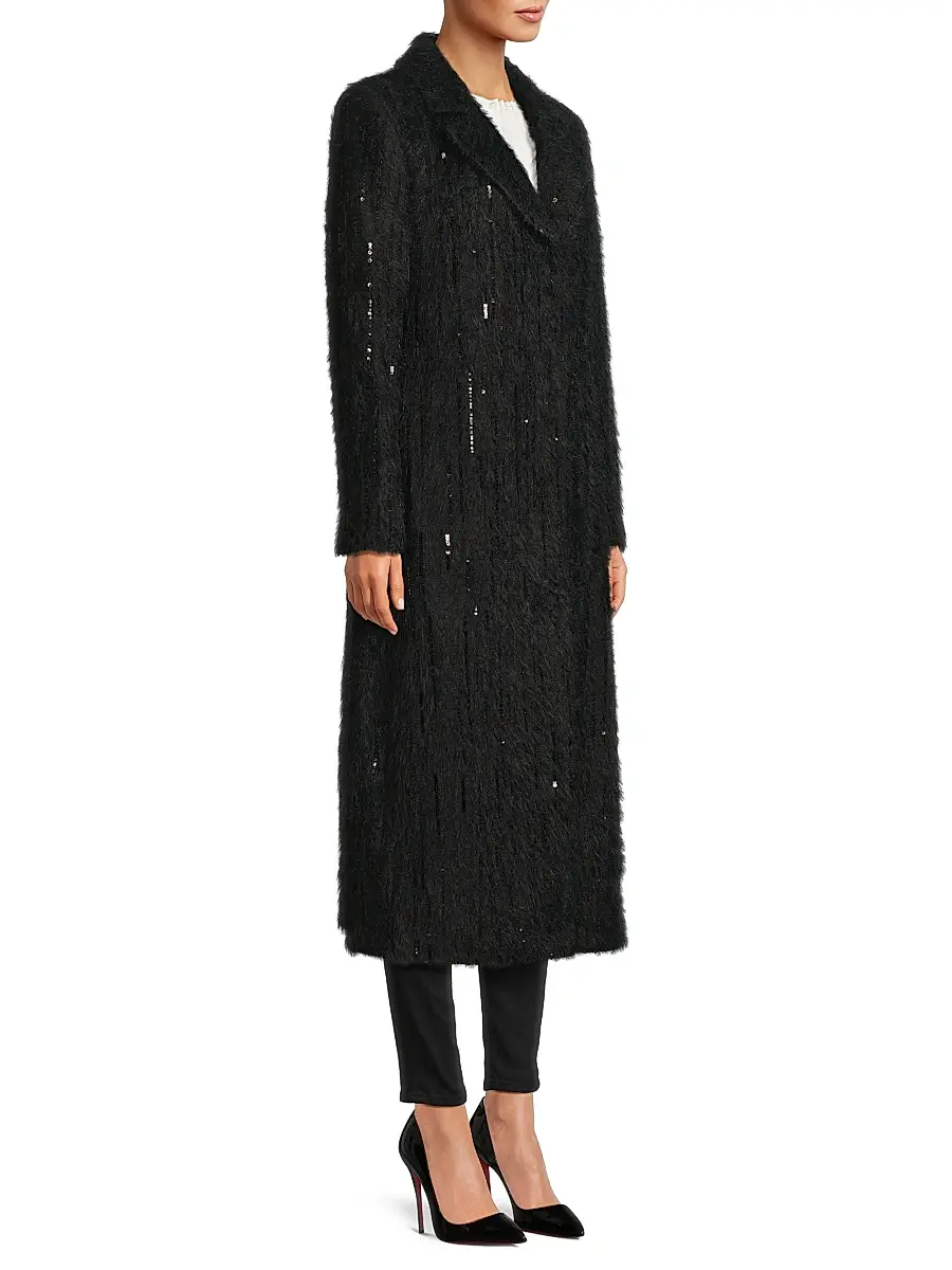 Milly Women's Rhinestone-Embellished Long Coat | Thumbnail 4
