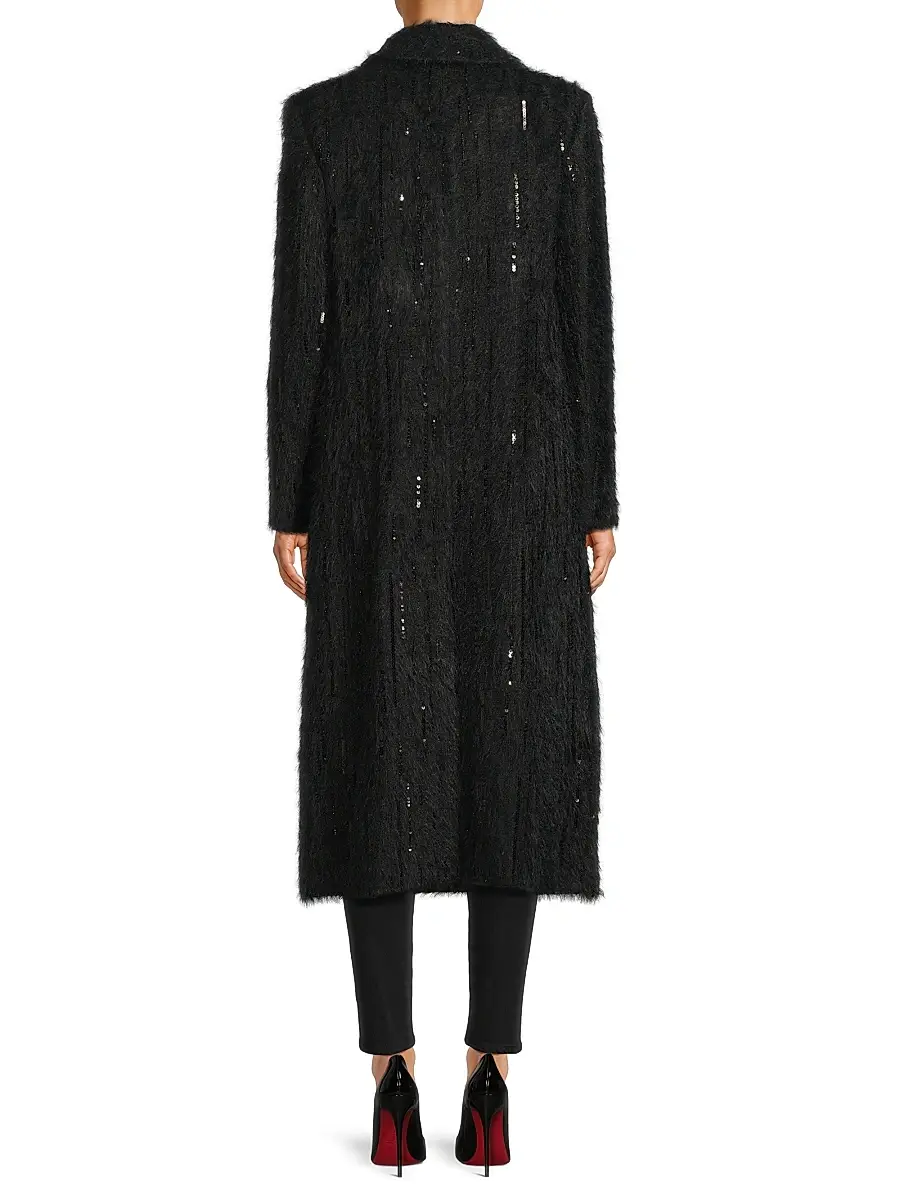 Milly Women's Rhinestone-Embellished Long Coat | Thumbnail 5