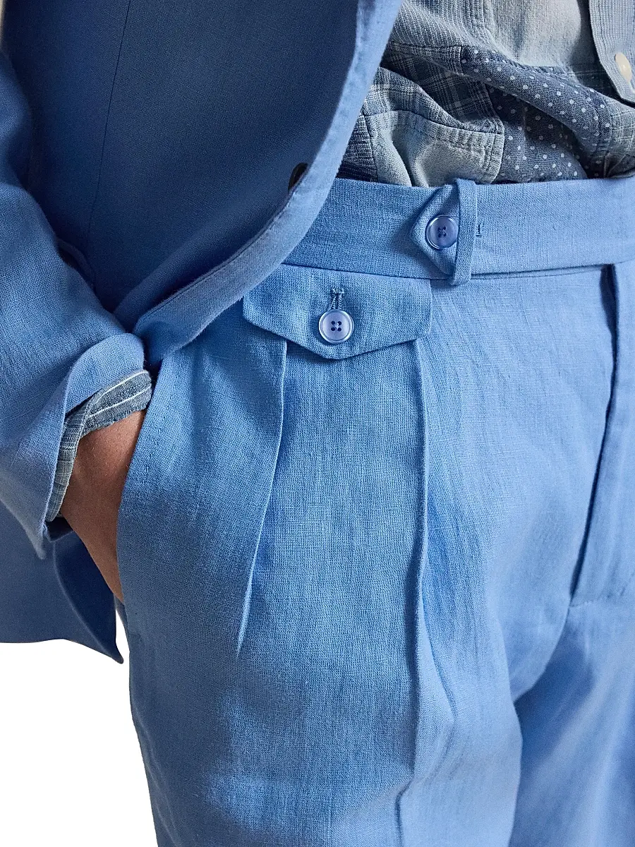 Polo Ralph Lauren Men's Pleated Linen Straight-Leg Trousers | Thumbnail 5 Polo Ralph Lauren Men's Pleated Linen Straight-Leg Trousers | Thumbnail 5