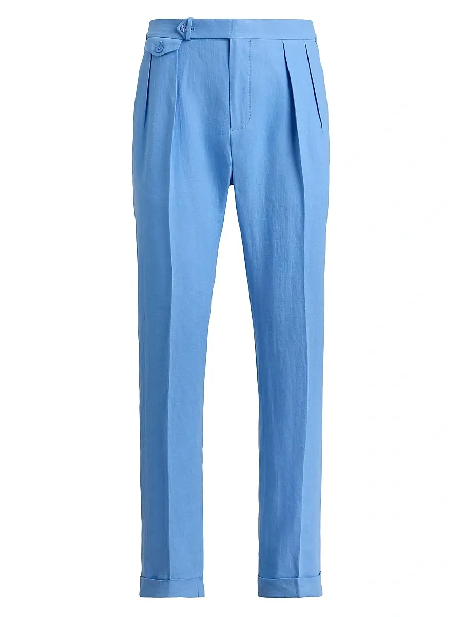 Polo Ralph Lauren Men's Pleated Linen Straight-Leg Trousers