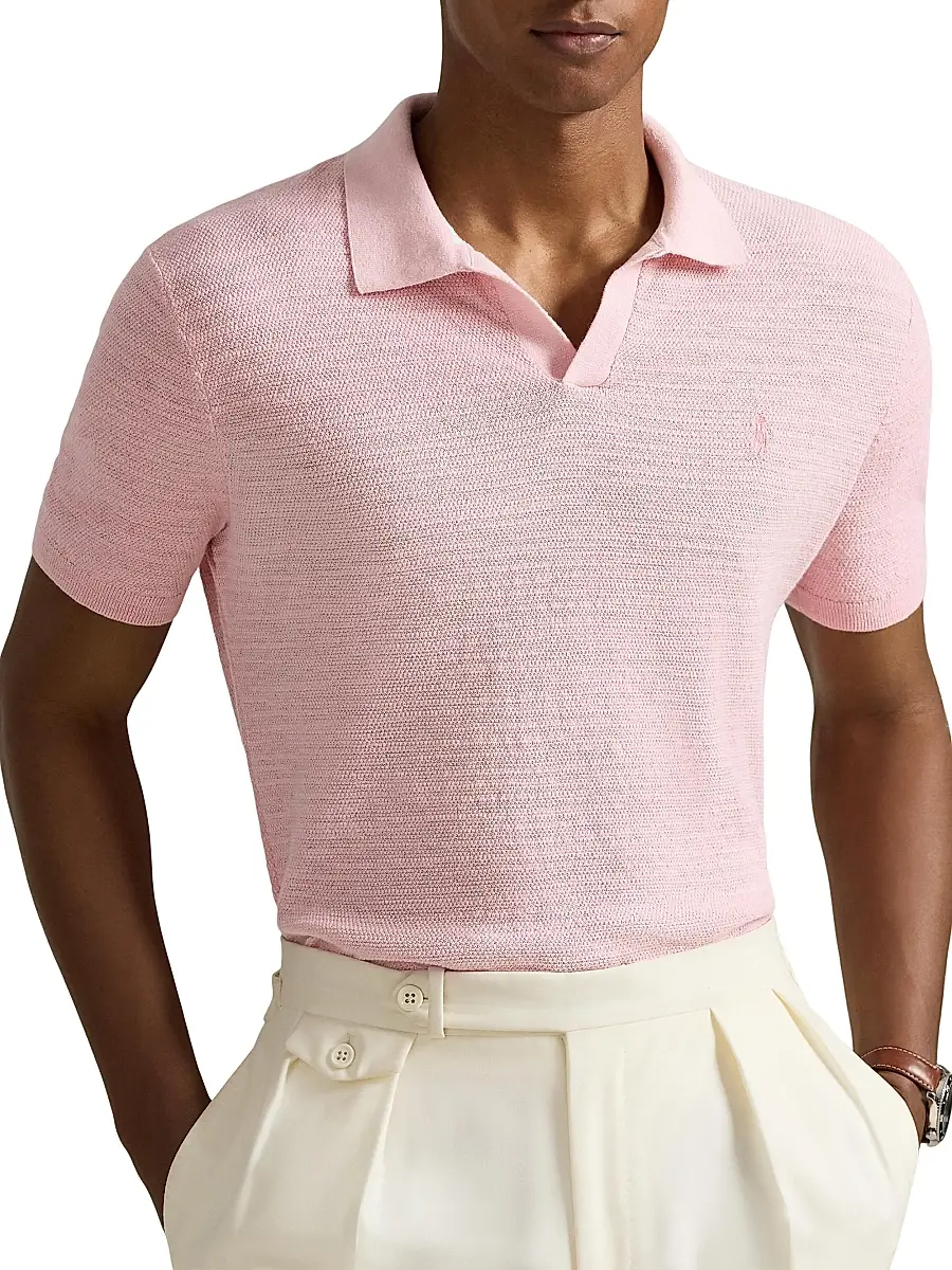 Polo Ralph Lauren Men's Cotton-Linen Knit Polo Shirt | Thumbnail 3 Polo Ralph Lauren Men's Cotton-Linen Knit Polo Shirt | Thumbnail 3