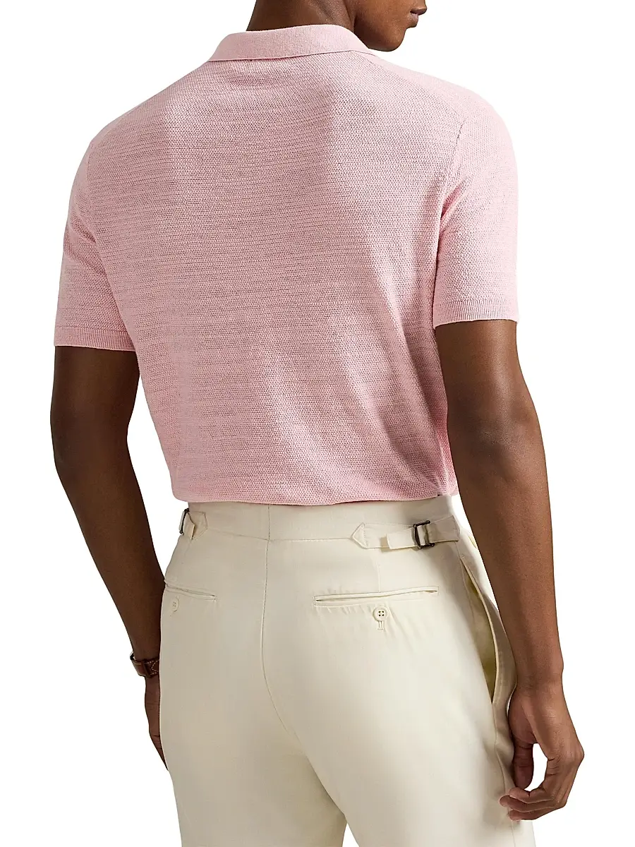 Polo Ralph Lauren Men's Cotton-Linen Knit Polo Shirt | Thumbnail 4 Polo Ralph Lauren Men's Cotton-Linen Knit Polo Shirt | Thumbnail 4
