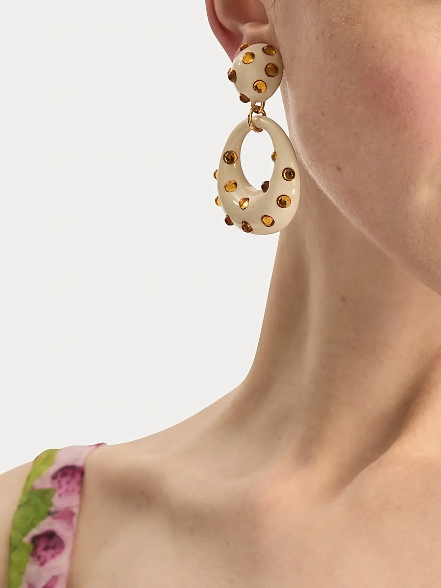 Oscar de la Renta Women's 24K-Gold-Plated, Enamel & Glass Clip-On Drop Earrings | Thumbnail 2 Oscar de la Renta Women's 24K-Gold-Plated, Enamel & Glass Clip-On Drop Earrings | Thumbnail 2