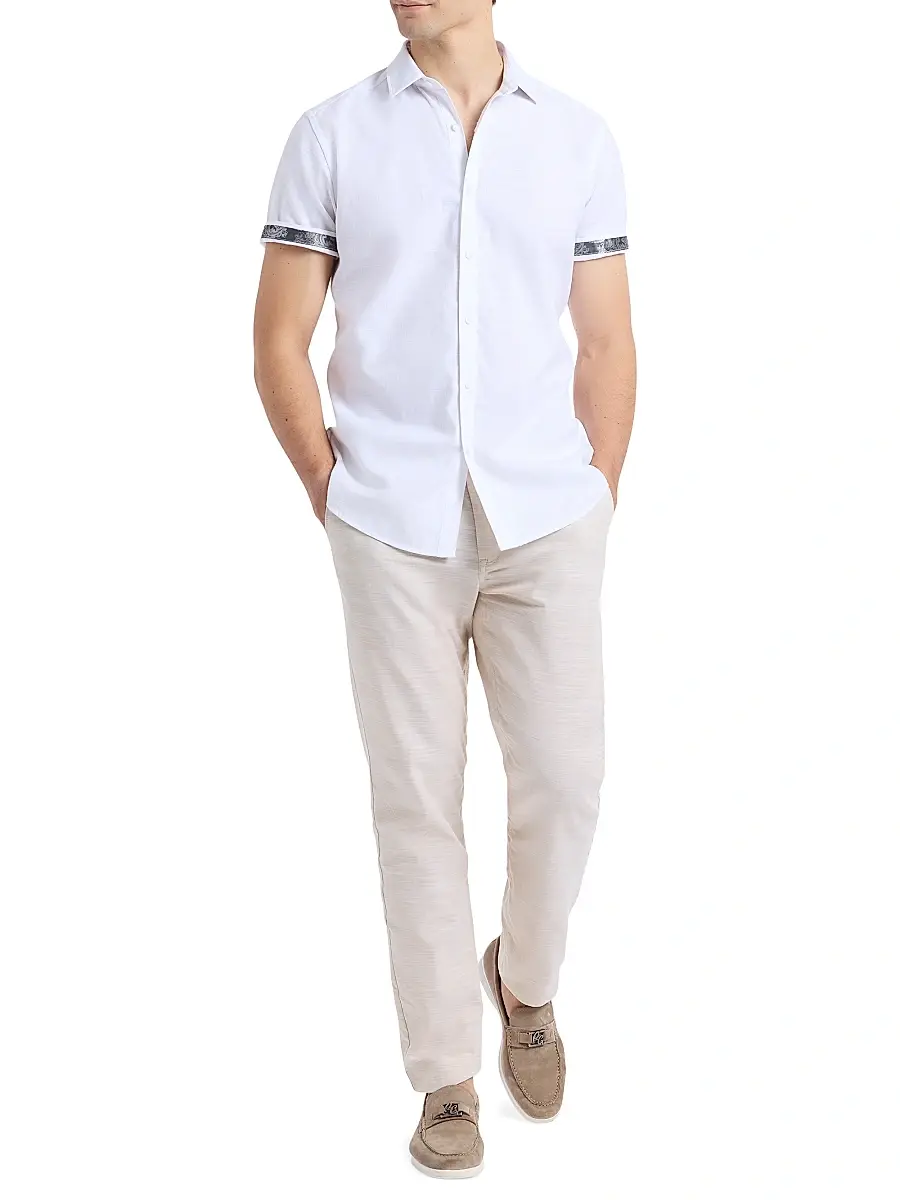 Robert Graham Men's Sutton Solid Linen-Cotton Shirt | Thumbnail 2 Robert Graham Men's Sutton Solid Linen-Cotton Shirt | Thumbnail 2