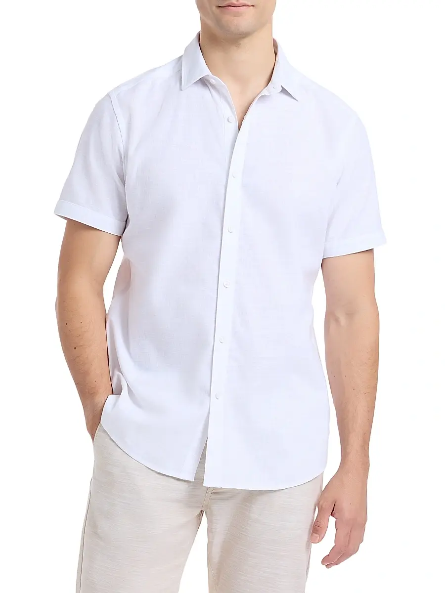 Robert Graham Men's Sutton Solid Linen-Cotton Shirt | Thumbnail 3 Robert Graham Men's Sutton Solid Linen-Cotton Shirt | Thumbnail 3
