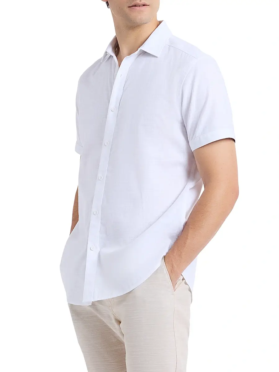 Robert Graham Men's Sutton Solid Linen-Cotton Shirt | Thumbnail 4 Robert Graham Men's Sutton Solid Linen-Cotton Shirt | Thumbnail 4