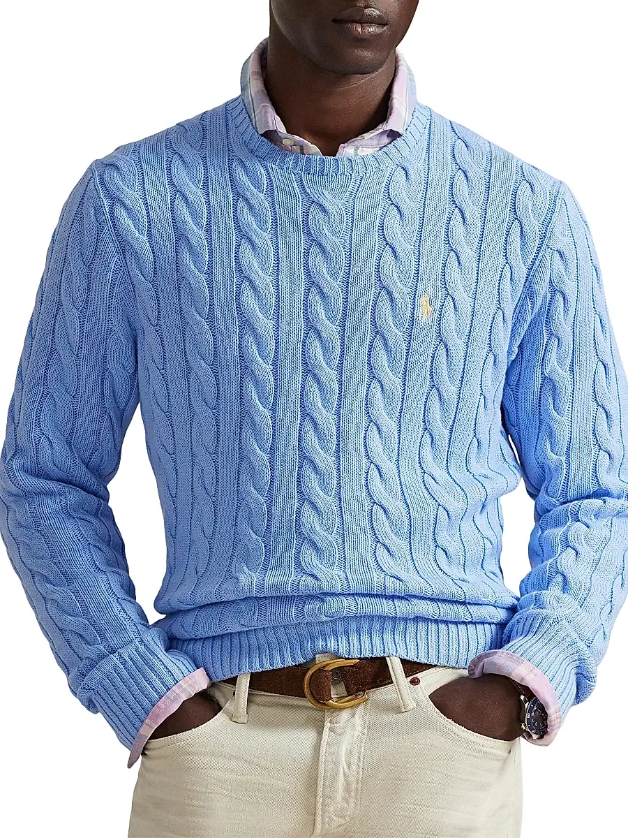 Polo Ralph Lauren Men's Cable-Knit Roving Cotton Sweater | Thumbnail 3 Polo Ralph Lauren Men's Cable-Knit Roving Cotton Sweater | Thumbnail 3