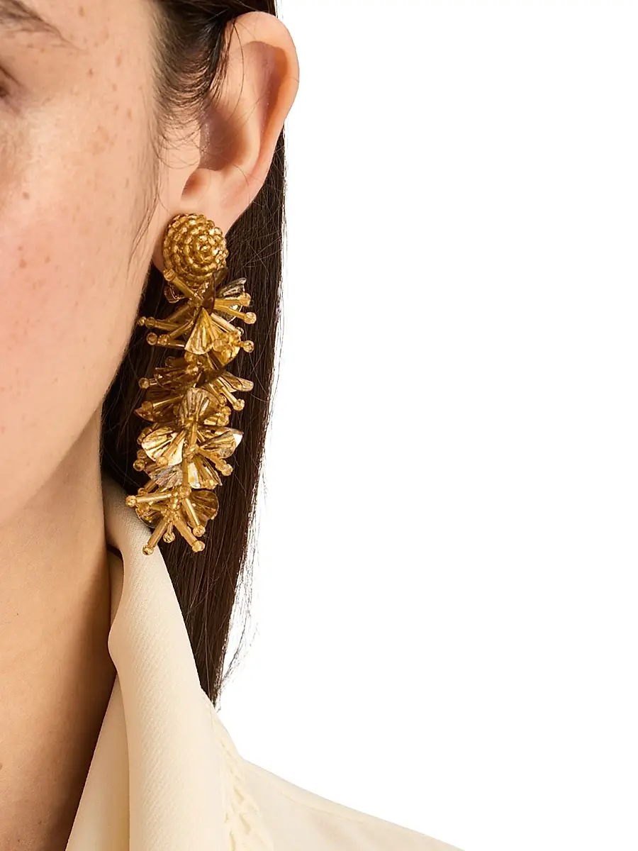Oscar de la Renta Women's 24K-Gold-Plated & Beaded Clip-On Drop Earrings - Gold | Thumbnail 2 Oscar de la Renta Women's 24K-Gold-Plated & Beaded Clip-On Drop Earrings - Gold | Thumbnail 2
