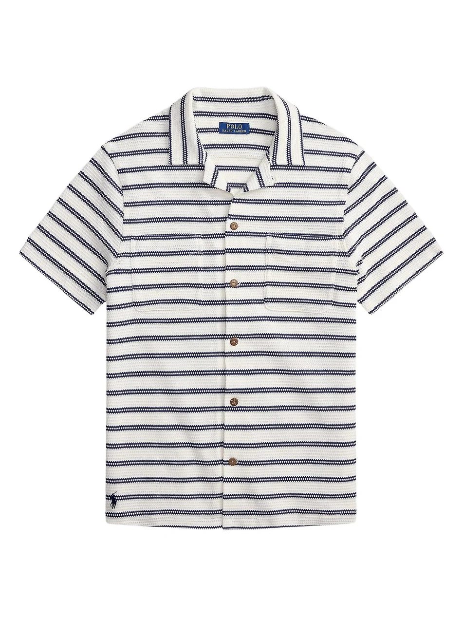 Men's Striped Cotton-Blend Camp Shirt Men's Striped Cotton-Blend Camp Shirt