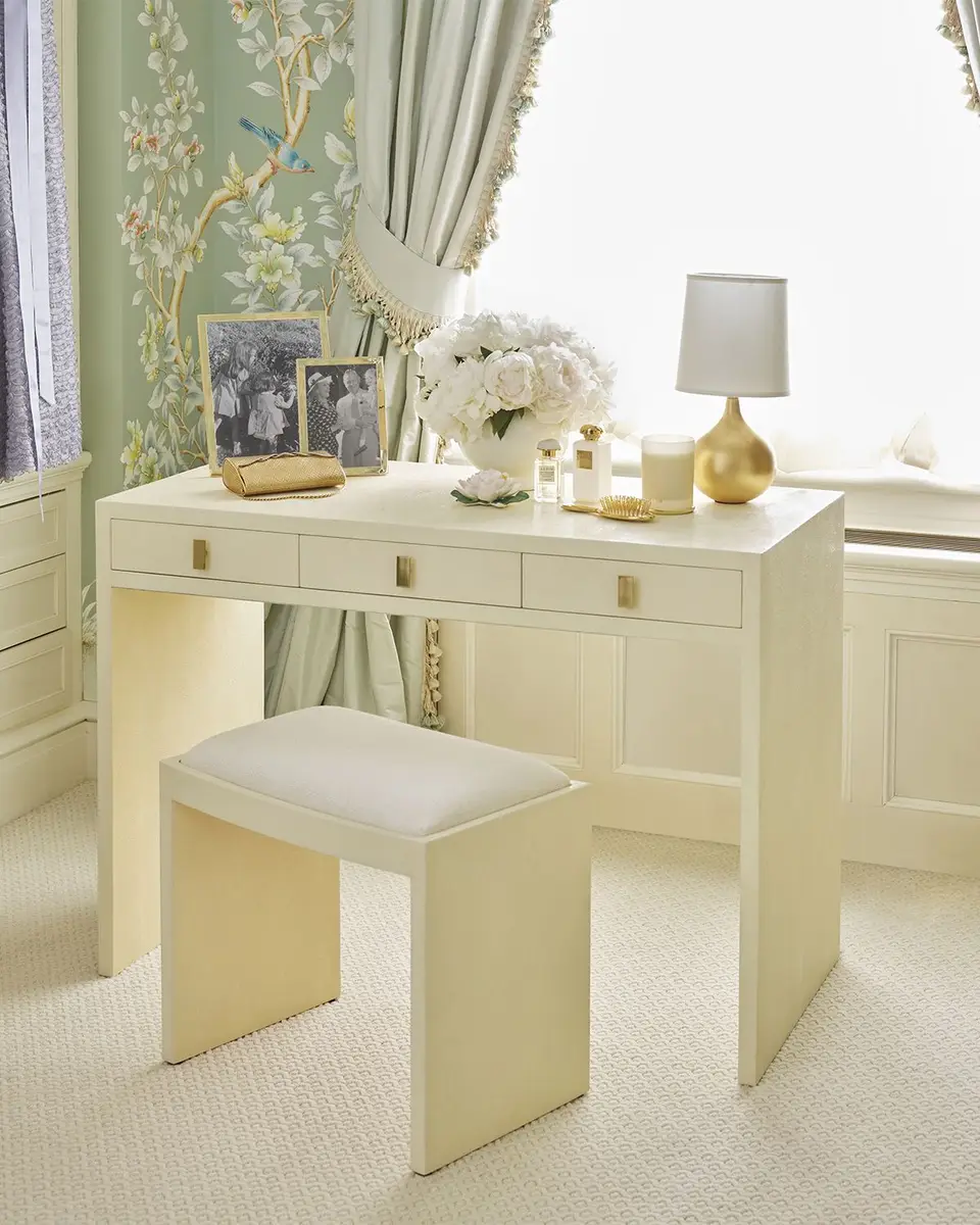 AERIN Faux Shagreen Vanity Table and Stool