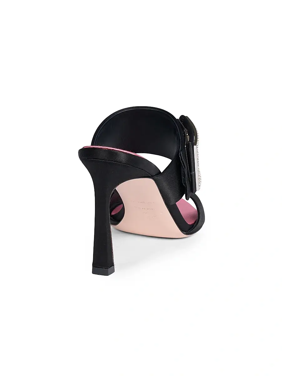 Roger Vivier Women's Trompette 85MM Strass Crystal Buckle Satin Mules | Thumbnail 3 Roger Vivier Women's Trompette 85MM Strass Crystal Buckle Satin Mules | Thumbnail 3