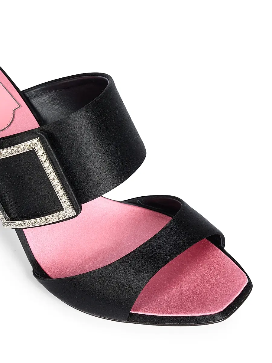 Roger Vivier Women's Trompette 85MM Strass Crystal Buckle Satin Mules | Thumbnail 5 Roger Vivier Women's Trompette 85MM Strass Crystal Buckle Satin Mules | Thumbnail 5