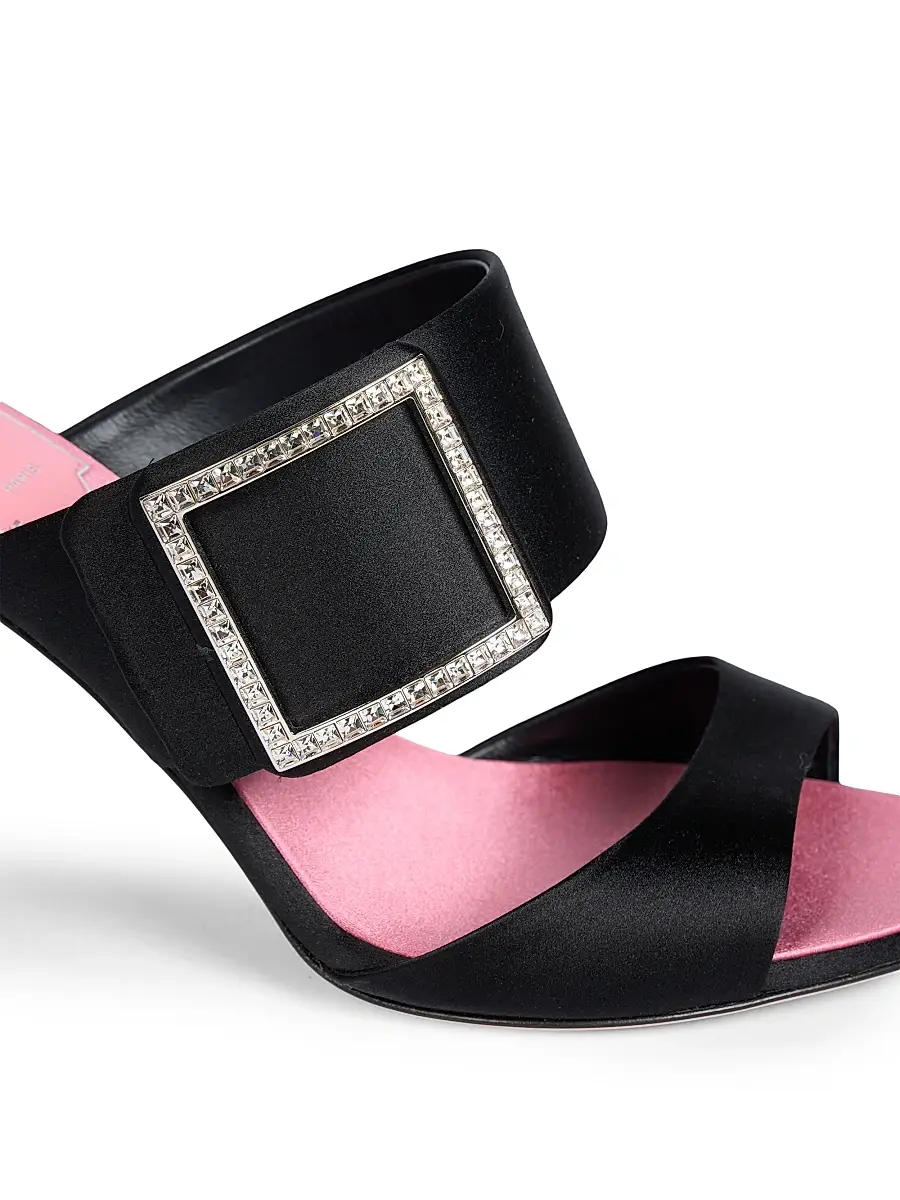 Roger Vivier Women's Trompette 85MM Strass Crystal Buckle Satin Mules | Thumbnail 6 Roger Vivier Women's Trompette 85MM Strass Crystal Buckle Satin Mules | Thumbnail 6