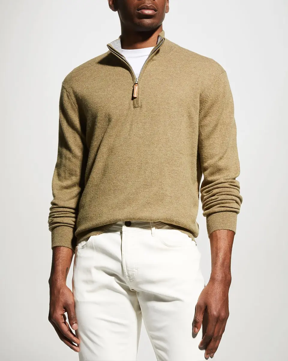 Neiman Marcus Men's Wool-Cashmere 1/4-Zip Sweater | Thumbnail 4
