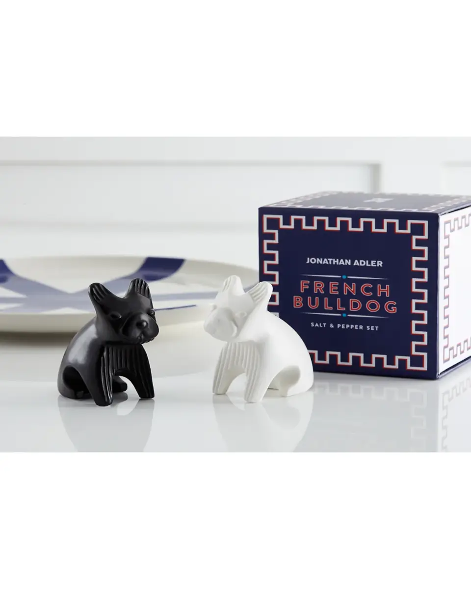 Jonathan Adler French Bulldog Salt & Pepper Shakers in Black & White | Thumbnail 2 Jonathan Adler French Bulldog Salt & Pepper Shakers in Black & White | Thumbnail 2
