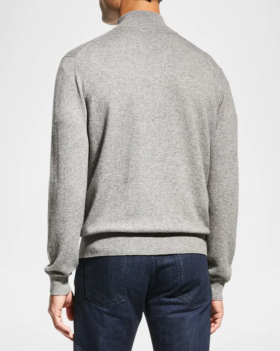 Neiman Marcus Men's Wool-Cashmere 1/4-Zip Sweater | Thumbnail 3