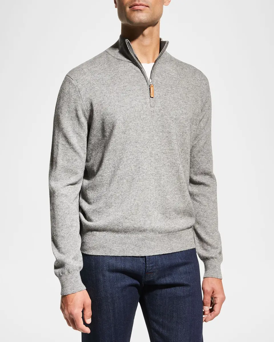 Neiman Marcus Men's Wool-Cashmere 1/4-Zip Sweater | Thumbnail 4