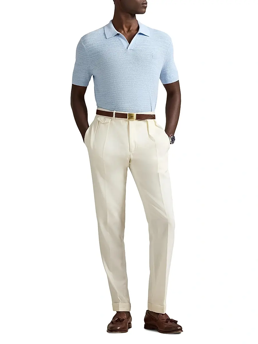 Polo Ralph Lauren Men's Cotton-Linen Knit Polo Shirt | Thumbnail 2 Polo Ralph Lauren Men's Cotton-Linen Knit Polo Shirt | Thumbnail 2