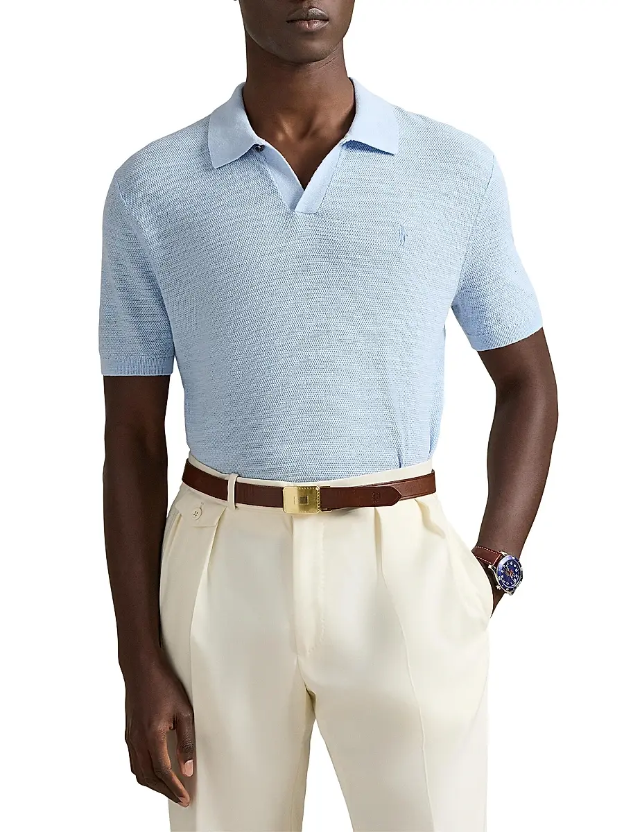 Polo Ralph Lauren Men's Cotton-Linen Knit Polo Shirt | Thumbnail 3 Polo Ralph Lauren Men's Cotton-Linen Knit Polo Shirt | Thumbnail 3