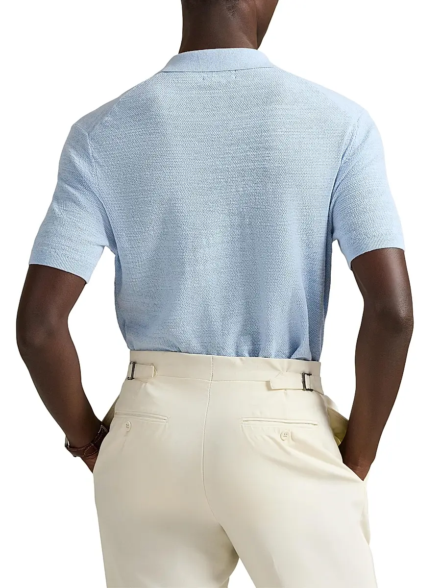 Polo Ralph Lauren Men's Cotton-Linen Knit Polo Shirt | Thumbnail 4 Polo Ralph Lauren Men's Cotton-Linen Knit Polo Shirt | Thumbnail 4