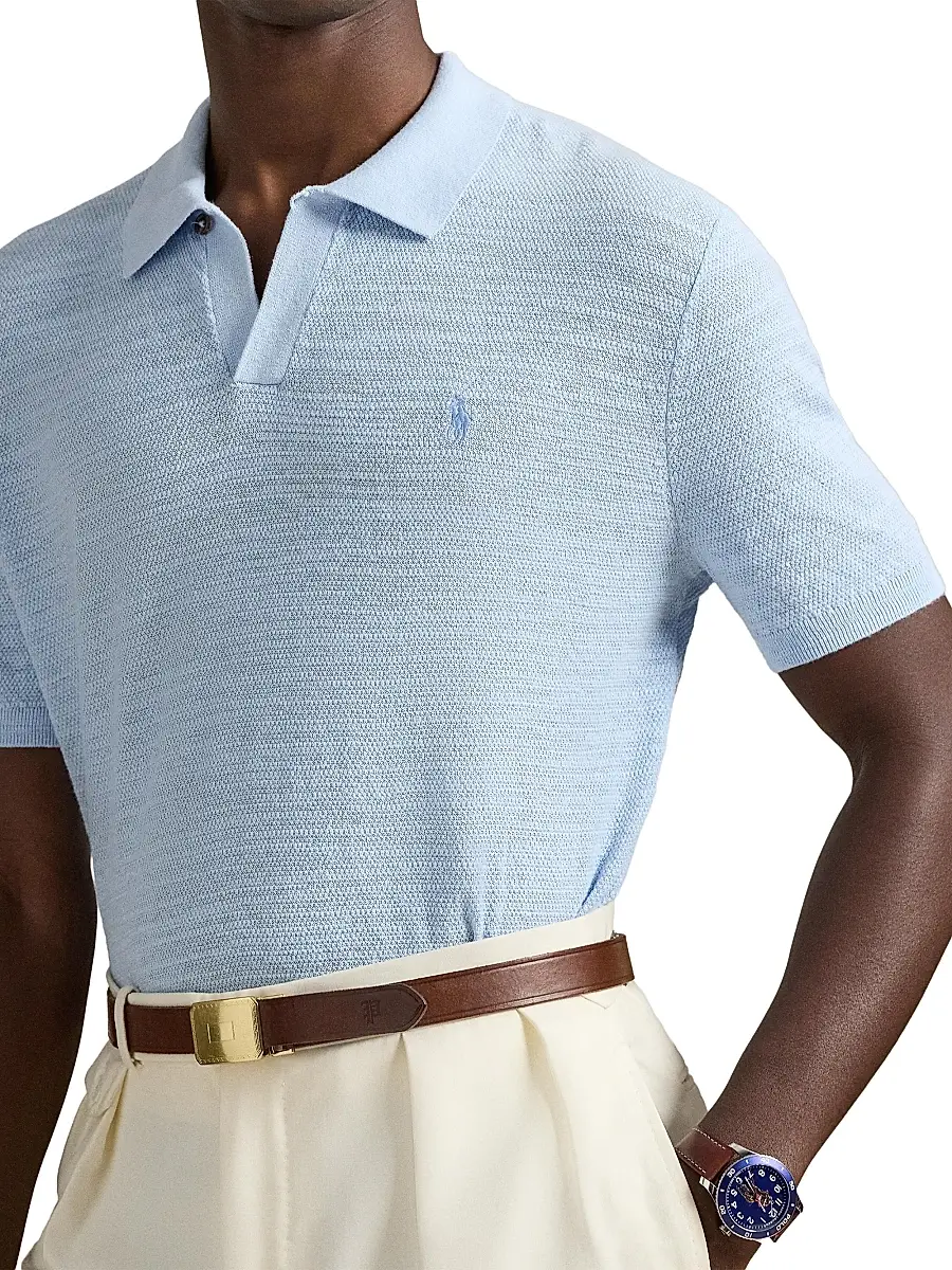 Polo Ralph Lauren Men's Cotton-Linen Knit Polo Shirt | Thumbnail 5 Polo Ralph Lauren Men's Cotton-Linen Knit Polo Shirt | Thumbnail 5