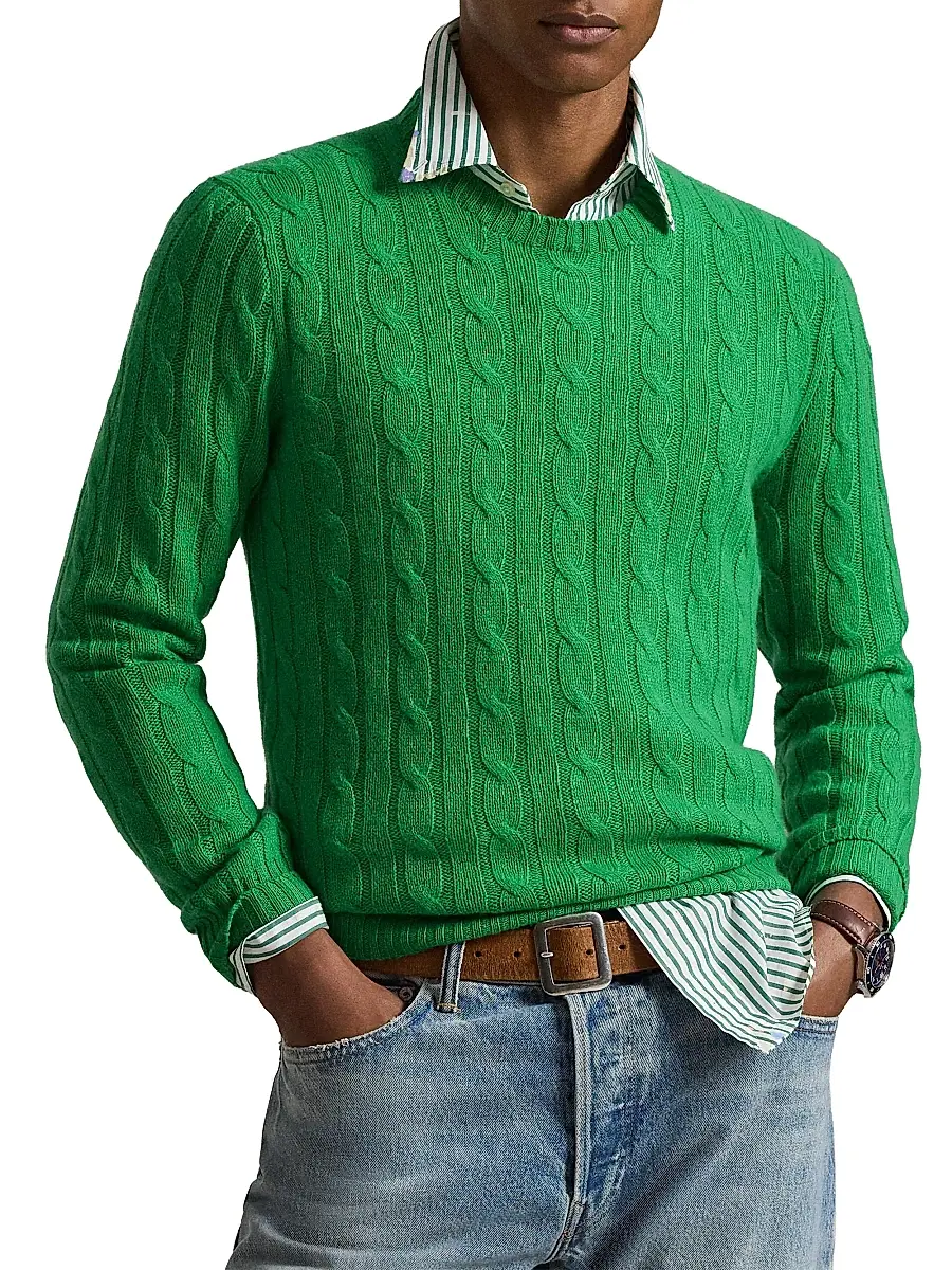 Polo Ralph Lauren Men's Cashmere Cable-Knit Sweater | Thumbnail 3 Polo Ralph Lauren Men's Cashmere Cable-Knit Sweater | Thumbnail 3
