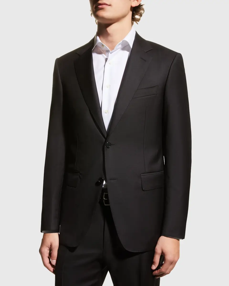 Canali Men's Solid Wool Two-Piece Suit | Thumbnail 4 Canali Men's Solid Wool Two-Piece Suit | Thumbnail 4