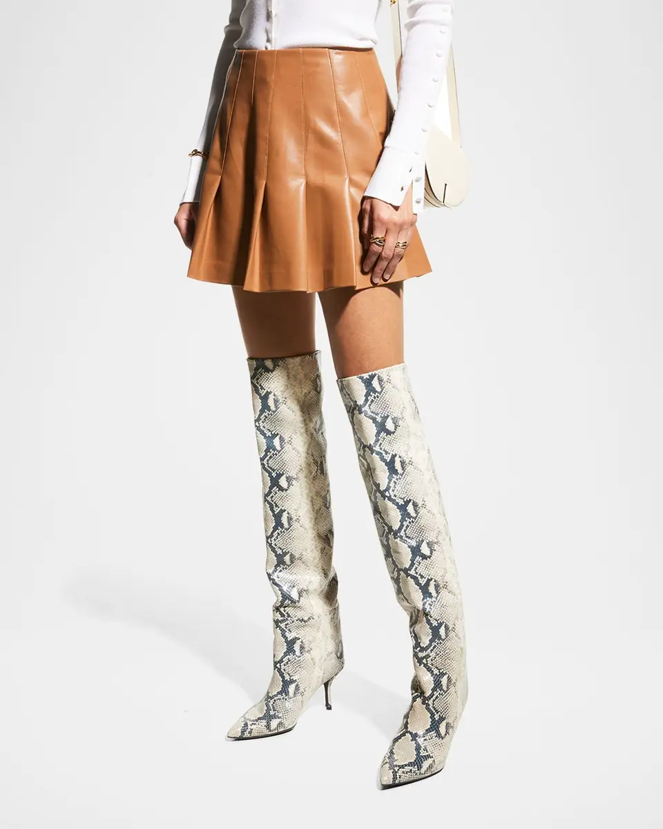 Alice + Olivia Carter Vegan Leather Pleated Mini Skirt | Thumbnail 3 Alice + Olivia Carter Vegan Leather Pleated Mini Skirt | Thumbnail 3