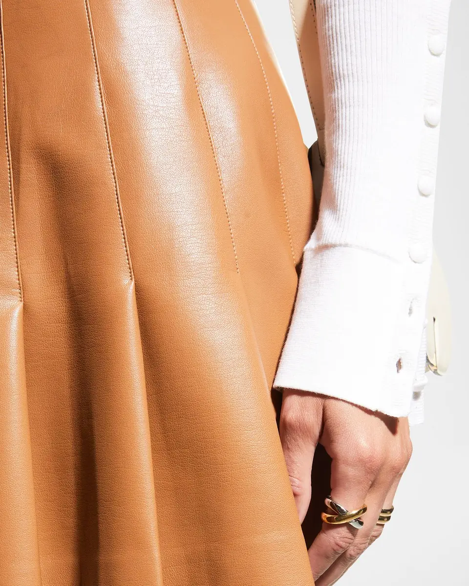 Alice + Olivia Carter Vegan Leather Pleated Mini Skirt | Thumbnail 5 Alice + Olivia Carter Vegan Leather Pleated Mini Skirt | Thumbnail 5
