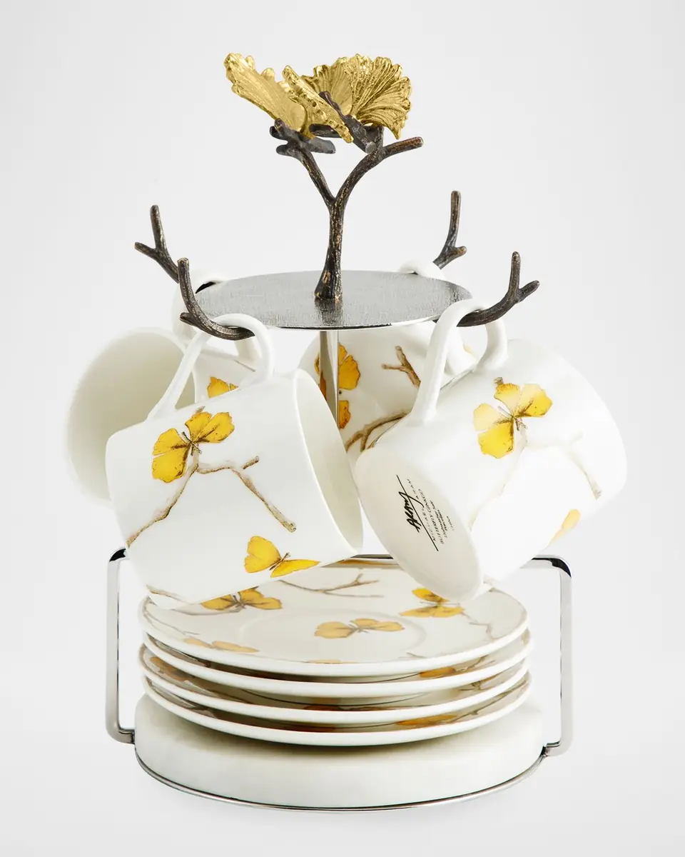 Michael Aram Butterfly Ginkgo Demitasse Set with Stand | Thumbnail 2 Michael Aram Butterfly Ginkgo Demitasse Set with Stand | Thumbnail 2