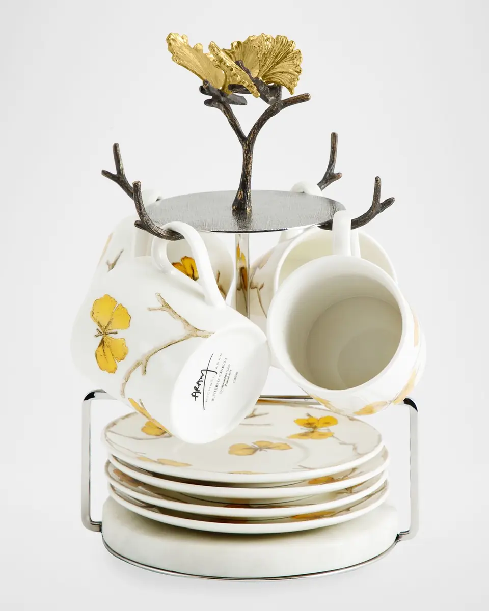 Michael Aram Butterfly Ginkgo Demitasse Set with Stand | Thumbnail 3 Michael Aram Butterfly Ginkgo Demitasse Set with Stand | Thumbnail 3